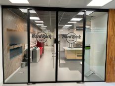 1 x Single Glazed Double Door Doorway Partition Featuring Hard Rock Cafe Window Graphics H278xW378cm