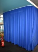 3 x Blue Fabric Curtains - Size: H240 x W300 cms