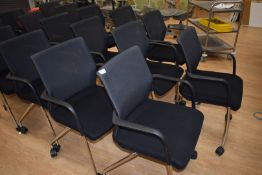 6 x Orangebox WD-FLA Office Meeting Chairs Features Castors, Black Upholstory, Chome Legs