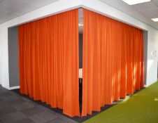 2 x Orange Fabric Curtains - Size of Each Curtain: H265 x W370 cms
