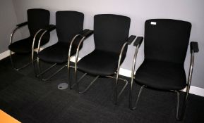 4 x Orangebox GO-CA Stackable Cantilever Office Meeting Chairs Featuring Hardwearing Black Fabric