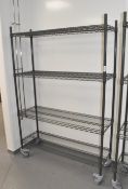 1 x Commercial Kitrchen Wire Shelving Unit on Castors - Coated in a Dark Grey Hygenic Finish