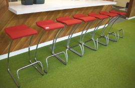 7 x Orangebox Spring O2 Bar Stools with Red Seats -