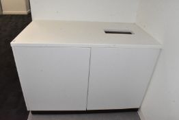 1 x Two Door Office Storage Cabinet with Worktop and Paper Shredding / Waste Hole