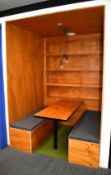 2 x Acoustic Office Meeting Pods - Two Back to Back Pods Featuring Twin Seating Benches, Tables