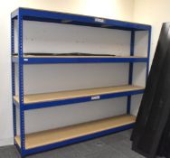 1 x Boltless Storage Rack in Blue - Includes Wooden Shelves - Dimensions: H200 x W245 x D48 cms