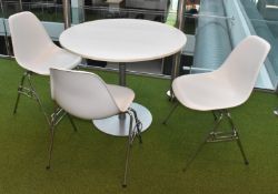 3 x Canteen Table and Chair Sets - Includes 3 x Round 90 cm Tables and 9 x Vitra Chairs