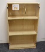 1 x Two Door Glass Display Cabinet with a Birch Wood Finish
