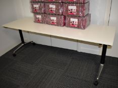 1 x Folding Office Table Featuring Chrome Cantilever Legs with Castor Wheels