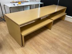 1 x Large Table with Four Seating Benches Finished in Oak - Suitable For Dinner Halls, Function Room