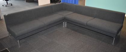 1 x Boss Design Modular Corner Sofa Featuring a Grey Upholstery and Silver Legs