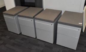 4 x Office Drawer Pedestals with Cushioned Seats
