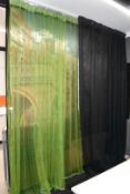 2 x Sets of Green and Black Curtains - Covers an Area of H275 x 280 cms