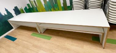 1 x Contemporary Grey Banqueting Table with Four Seating Benches - Dimensions: H75 x W480 x D100 cm