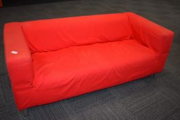 1 x Large Modern Sofa with Removable Red Cover - Length: 175 cms