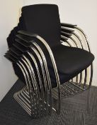 8 x Orangebox GO-CA Stackable Cantilever Office Meeting Chairs Featuring Hardwearing Black Fabric