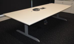 1 x Boardroom Meeting Table Featuring Cantilever Legs, Electron Cable Cubby with Power Sockets