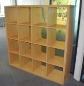 1 x Cube Shelving Unit Finished in Oak - Dimensions: 150 x 40 x 150 cms