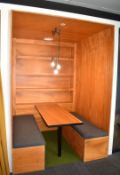 2 x Acoustic Office Meeting Pods - Two Back to Back Pods Featuring Twin Seating Benches, Tables