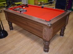1 x Aramith 'The Players Choice' Walnut Billiards Pool Table with Red Strachan Cloth