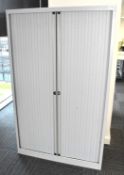 1 x Tall Upright Tambour Office Storage Cabinet - Dimensions: : ?