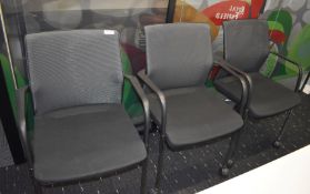 3 x Orangebox WD-FLA Office Meeting Chairs and Castors Features Black Upholstory, Chome Legs