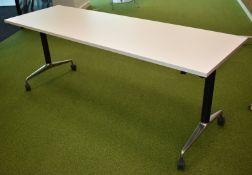 1 x Folding Office Table Featuring Chrome Cantilever Legs with Castor Wheels - Size: H73 x W200