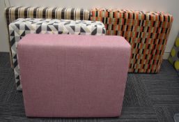 4 x Cushioned Shaped Seat Covers Upholstered in a Variety of Fabrics - Dimensions: H20 x W82 x D66