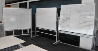 3 x Large Freestanding Whiteboards on Castors