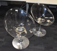 2 x Kartell Stark Clear Acrylic Chairs - Made in Italy - Includes a Small Glass Coffee Table