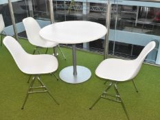 3 x Canteen Table and Chair Sets - Includes 3 x Round 90 cm Tables and 9 x Vitra Chairs