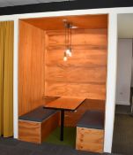 2 x Acoustic Office Meeting Pods - Two Back to Back Pods Featuring Twin Seating Benches, Tables