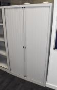 1 x Tall Upright Tambour Office Storage Cabinet - Dimensions: