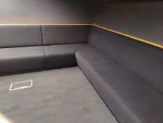 1 x Corner Seating Bench Upholstered in a Black Upholstery - Suitable For Restaurants - 270 x 455 cm