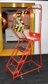 1 x Step Ladder with Hand Rails and Cast Wheels