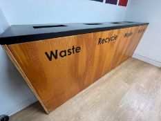 1 x Recycling Waste Counter Featuring Four Chutes, Black Galaxy Worktop and Wooden Cabinets