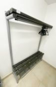 1 x Changing Room Seating Benches with Shoe Holders and Overhead Coat Rails/Shelves