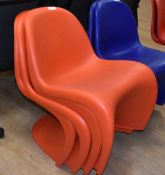 4 x Genuine VITRA VernerPanton Chairs - Orange Polypropylene Finish - Genuine Chairs with Vitra Vern