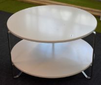 1 x Round Coffee Table in White/Chrome