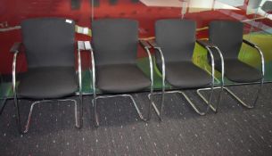 3 x Orangebox GO-CA Stackable Cantilever Office Meeting Chairs Featuring Hardwearing Black Fabric