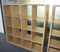 1 x Cube Shelving Unit Finished in Oak - Dimensions: 150 x 40 x 150 cms