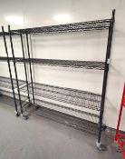 1 x Commercial Kitrchen Wire Shelving Unit on Castors - Coated in a Dark Grey Hygenic Finish