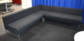 1 x Boss Design Modular Corner Sofa Featuring a Grey Upholstery and Silver Legs