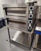 1 x Cuppone Tiziano Twin Electric Pizza Oven - Includes a Stainless Steel Floor Stand - Dimensions: