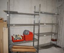 2 x Stainless Steel Wire Shelving Racks for Commercial Kitchens - H213 x W120 x D46 cms