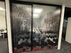 1 x Single Glazed Office with Door Partition Featuring Trooping the Colour Kings Guards Graphics