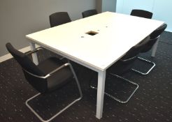 1 x Large Boardroom Meeting Table Featuring a White Finish and Metal Frame - Includes 6 x Orangebox