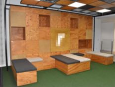 1 x Bespoke Wall Unit Featuring Seating Area, Shelves and LED Light