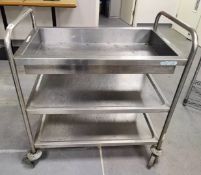 1 x Vogue Multi Shelf Stainless Steel Transport Kitchen Trolley with Anti Drip Surface and Castor Wh
