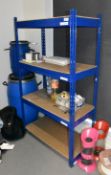 1 x Boltless Blue Storage Rack with Wooden Shelves - Dimensions: H161 x W90 x 45 cms